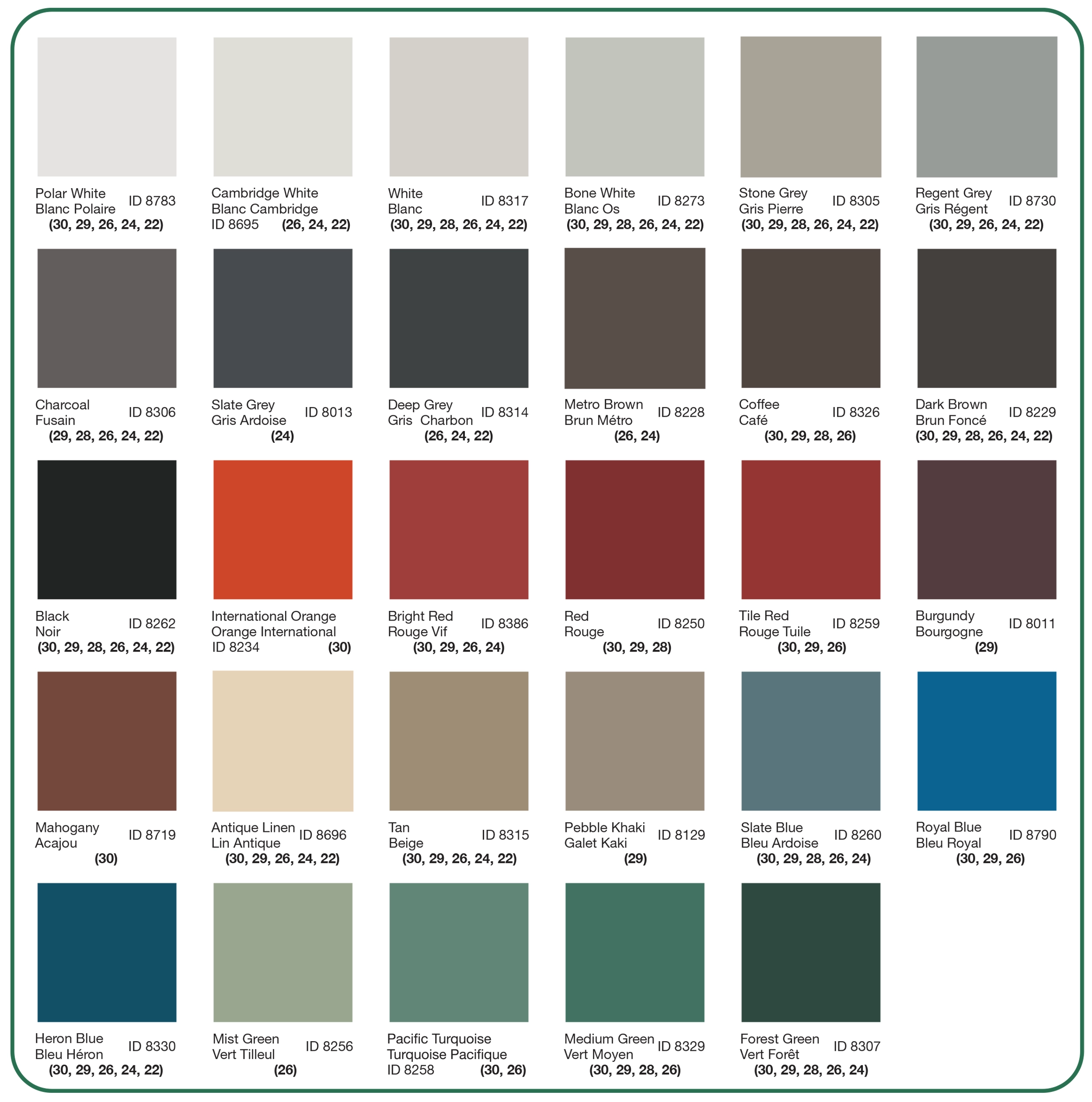 Steel Siding And Soffit Panels Color Chart Finishes Standard Custom