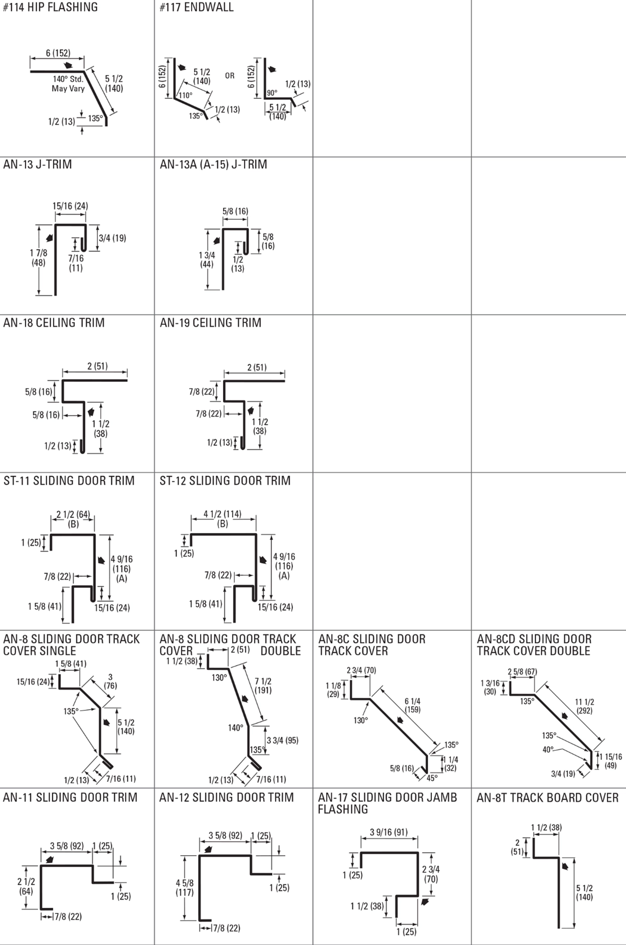 Steel Siding And Soffit Standard Custom Flashing Trims Hip Endwall Jtrim Track Cover Sliding Door